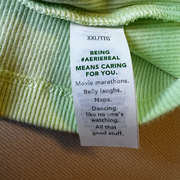 Aerie Cropped Corset Tank Top XXL Lime Green Ribbed Stretch - Picture 9 of 10